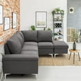 thumbnail image 7 of YODOLLA 85.5" Sectional Sofa with Armrest Storage, Right Facing Convertible Couch for Living Room, Gray, 7 of 7