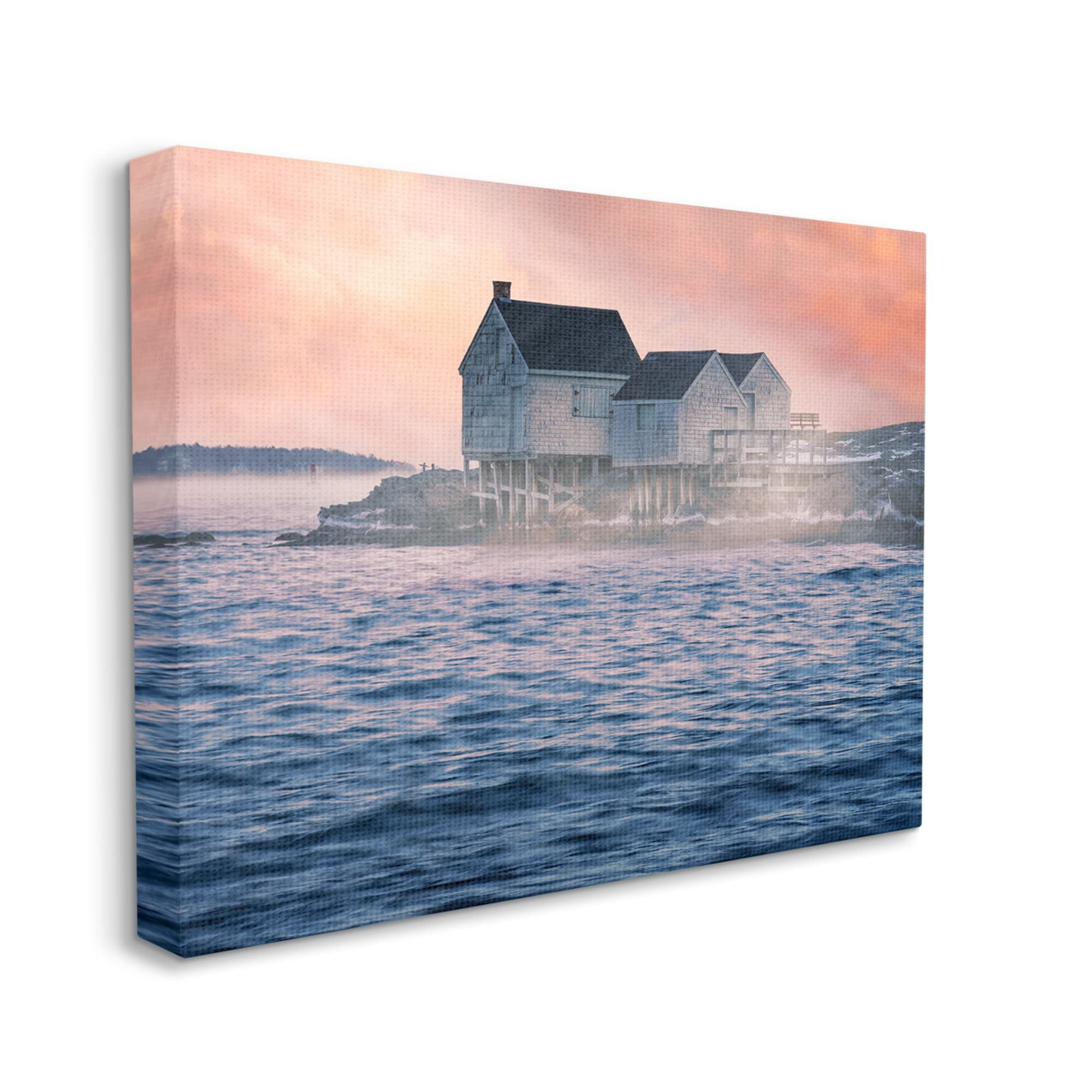 Stupell Coastal Cottage Seaside Ocean Waves Landscape Photography Gallery Wrapped Canvas Print Wall Art