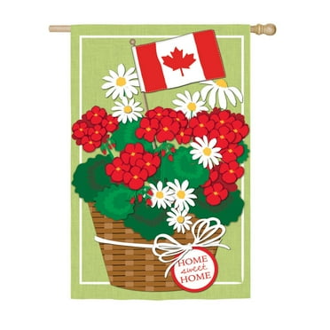 Evergreen Flag Canadian Patriotic Basket of Flowers Flag