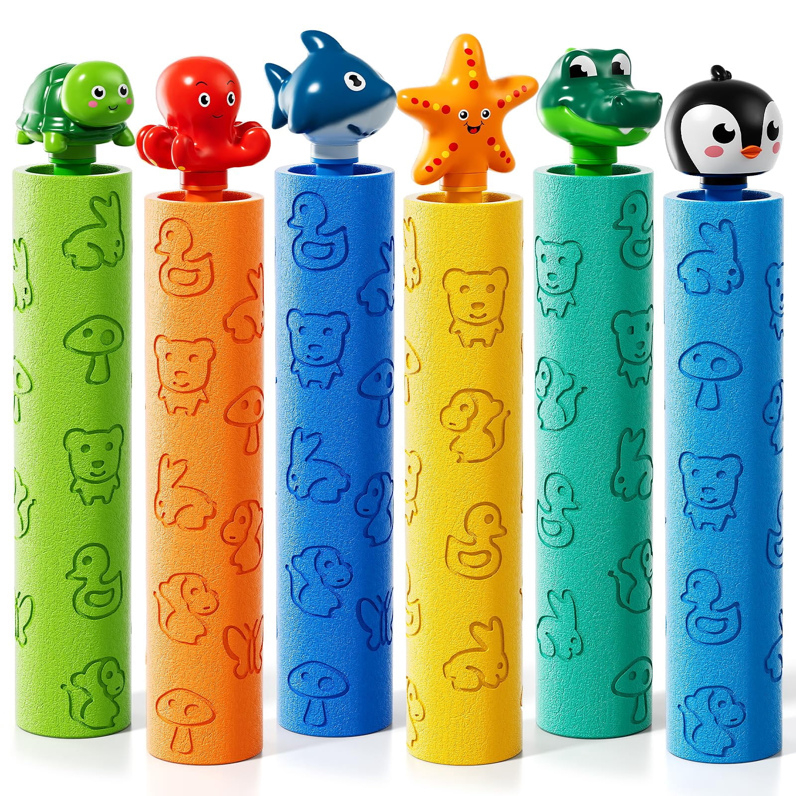 6 Pack Animal-Handle Foam Water Blaster Guns