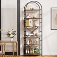 thumbnail image 4 of Walsunny 6-Tier Arched Bookshelf Industrial Open Storage Shelf, Display Bookshelves with Metal Frame, Rustic Wood Tall Bookcase for Living Room, Home Office, Brown, 4 of 9
