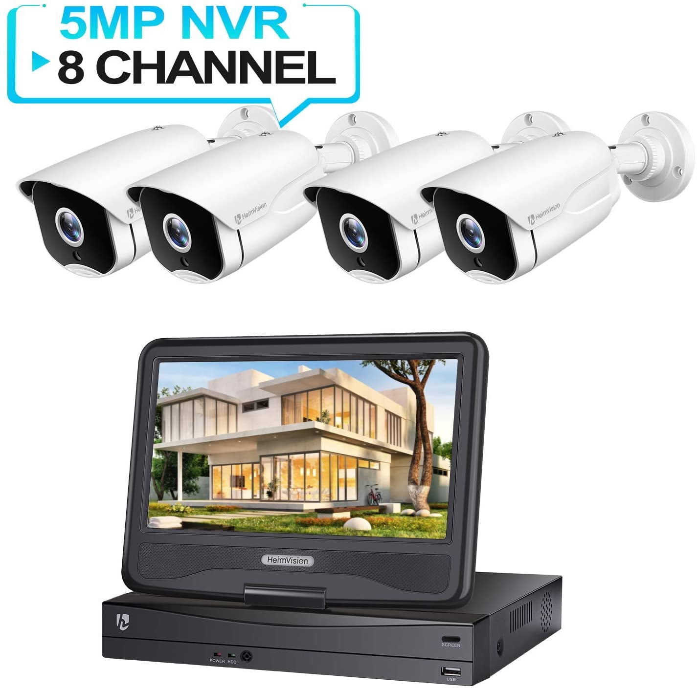 Free Remote View Security Camera System A-ZONE Security 1080p 8 Channel PoE IP Security Surveillance Camera System with 8 Outdoor/Indoor 1080P Security Camera Super HD Night Vision- No Hard Drive 