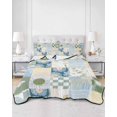 thumbnail image 2 of Full Size Quilt Bedding Set, Spring Floral Checkered Reversible Summer Quilt 3 Pieces, Sage Green Daisy Buffalo Plaid Lightweight Bedspreads Coverlets with 2 Pillow Shams for All Seasons, 2 of 5