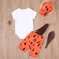 thumbnail image 4 of ATAIKU Infant Baby Boys Halloween Caveman Outfits Newborn Romper + Suspenders Shorts + Hat + Bat 4pcs Historical Stone Age, 4 of 8