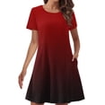 thumbnail image 1 of Tumotour Robe d'Été pour Femmes Simple Unie Ample Fluide à Manches Courtes Robe T-Shirt Col Rond Décontractée Mini Robe Soleil avec Poches, 1 of 5