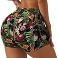 thumbnail image 2 of Sigee Watercolor Tropical Flowers Print Women's High Waist Workout Shorts - Squat Proof, Tummy Control, Yoga and Gym Activewear-XX-Large, 2 of 9