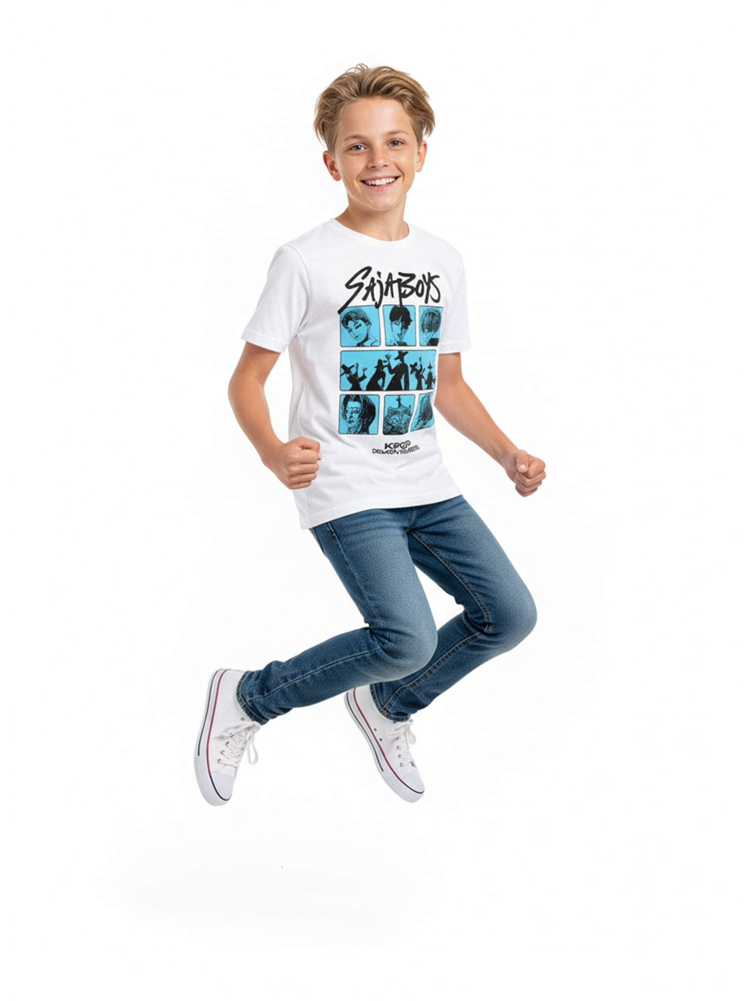 Kpop Demon Hunters Boys' Graphic Tee with Short Sleeves, Saja Boys, Sizes 4-18