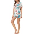 thumbnail image 4 of INSPIRAR CHIC Conjunto de Pijama de Verano para Mujeres, Camisa de Botones con Pantalones Cortos L Blanca, 4 of 6