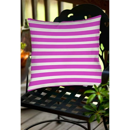 Thumbprintz Bright Stripes Pink Indoor/Outdoor Pillow