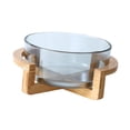 thumbnail image 2 of Cuenco para servir ensaladas Cuenco para comida con soporte de madera Cuenco elegante transparente para pasteles Cuenco para mezclar para bocadillos B, 2 of 9