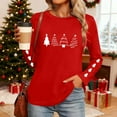 thumbnail image 5 of Christmas Tree Shirt Women Christmas Embroidered Trees Long Sleeve Shirts Gift Xmas Graphic Tee Tops, 5 of 7