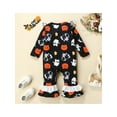 thumbnail image 4 of nvzhuang Newborn Baby Girls Flared Jumpsuits Halloween Printed Round Neck Ruffled Long Sleeves Romper for Toddler Infant, 4 of 9