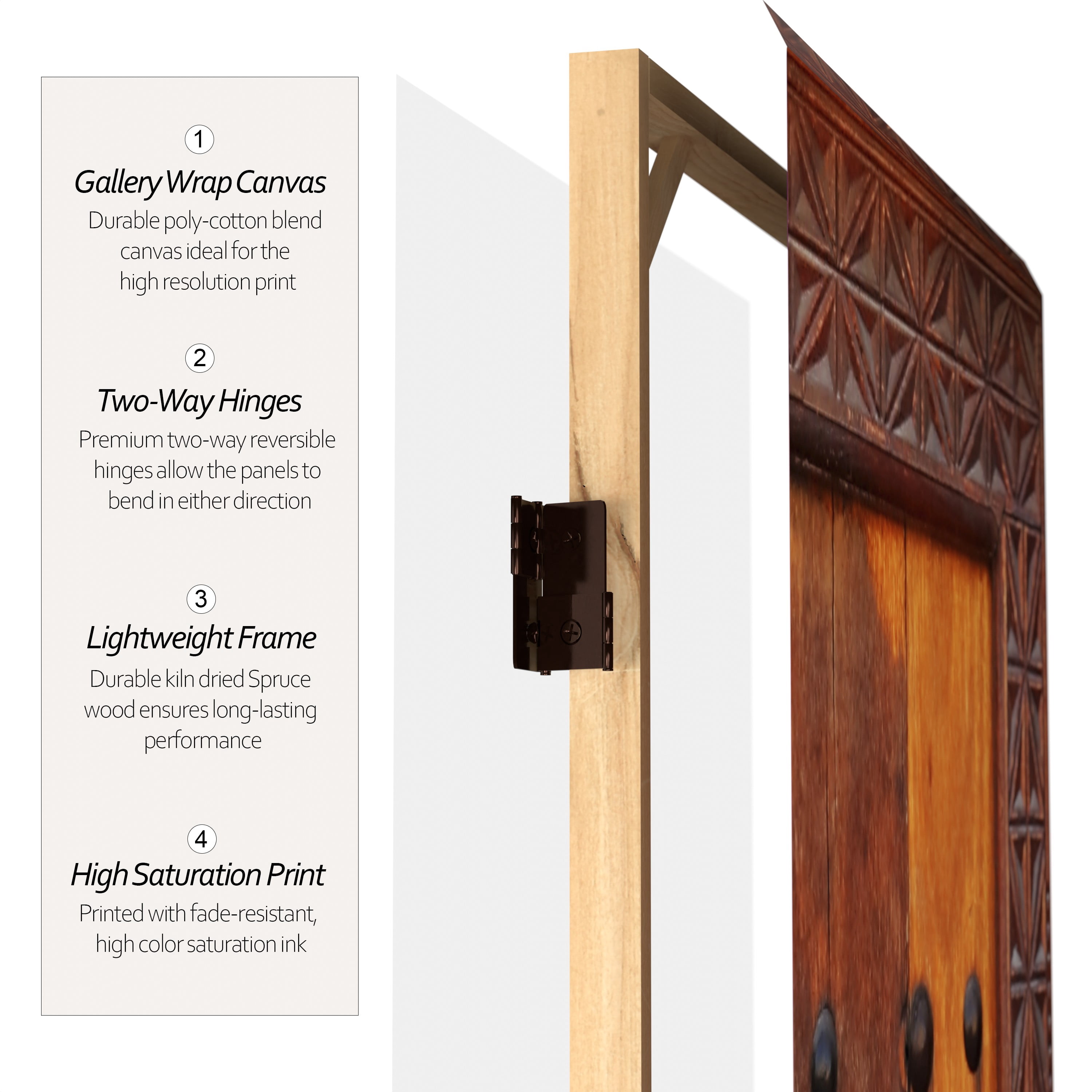 Oriental Furniture 6 ft. Tall Double Sided Doors Canvas Room Divider 4 Panel