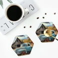 thumbnail image 4 of Honeii Vintage Truck Farm Scene Print Leather Coaster Set of 4, Ideal for Safeguarding Your Furniture from Drinks Spills and Effortless Cleanup-Hexagon, 4 of 6