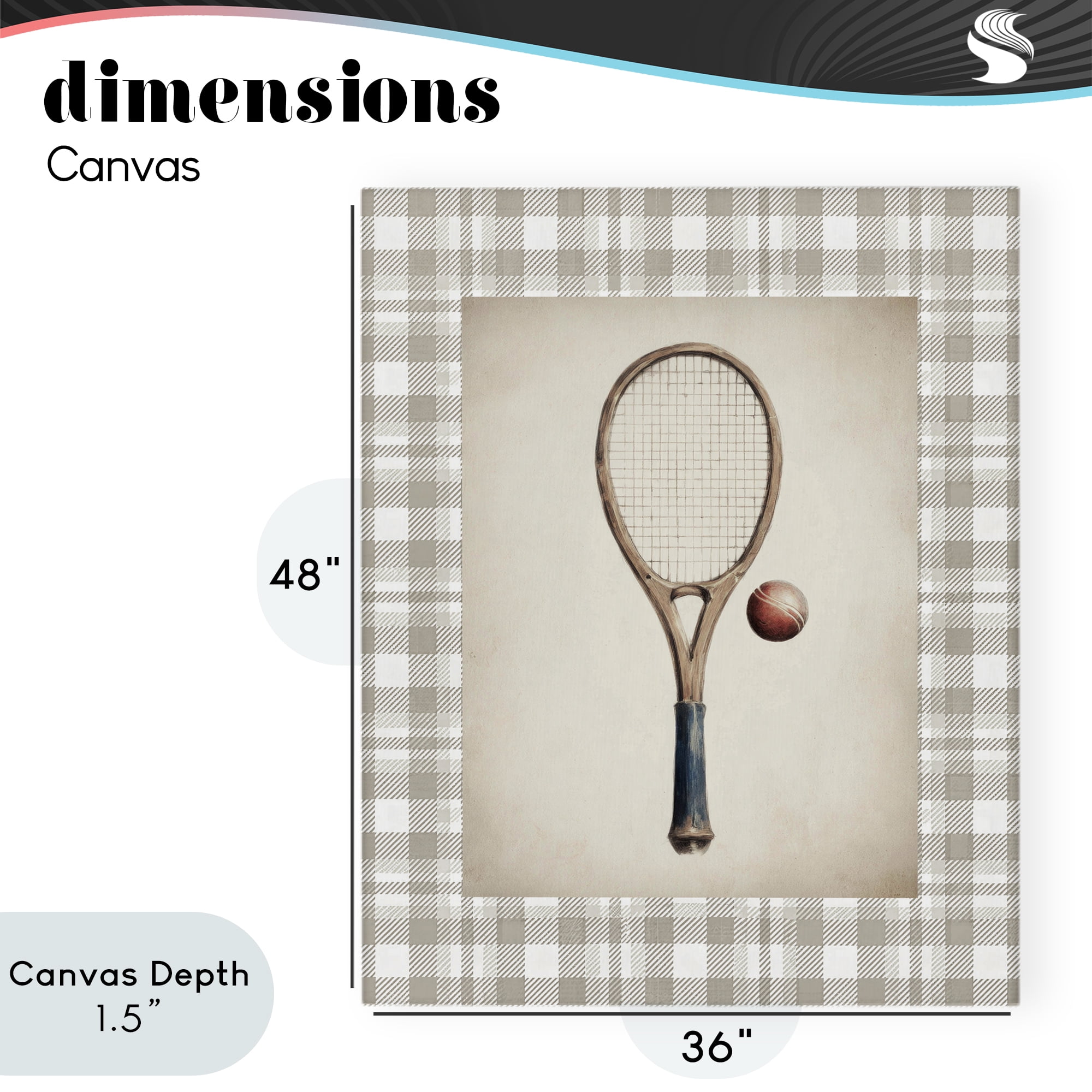 Stupell Industries Vintage Tennis Racket & Ball Canvas Wall Art, design by Sisi and Seb