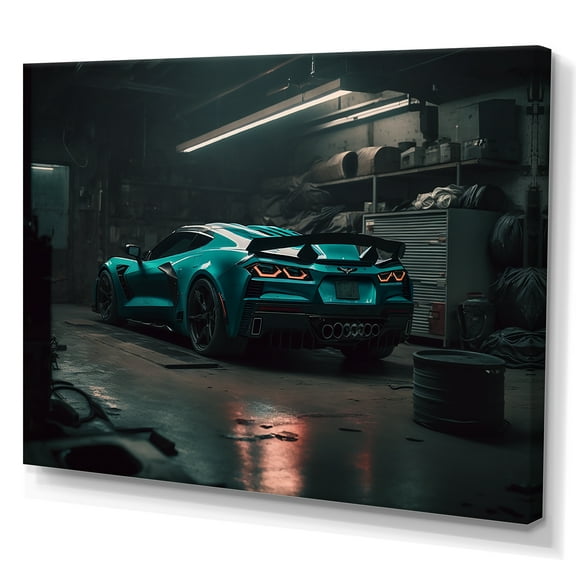 Designart Vette In Underground Garage Canvas Wall Art