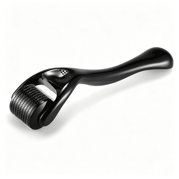 XIRQI Derma Roller Titanium, Microneedling Roller with 540 Needles, Micro Needle Roller for Men and Women Skincare Tool Home Use - Glossy Black