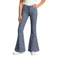 thumbnail image 4 of Girls School Uniform High Waist Slim Fit Pocketed Elastic Plaid Print Flared School Uniform Trousers Back-To-School Pants for Girls 5-6 Years, 4 of 6