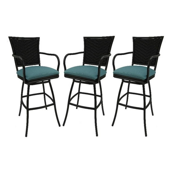 Set of 3 - Outdoor Indoor Counter 26" Bar Stool - Erin on Brown Frame