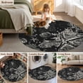 thumbnail image 5 of Round Rugs 5Ft, Black Coastal Starfish Round Area Rug Washable Indoor Throw Carpet, Vintage Coral Seahorse Shell Soft Non Slip Circle Rug for Cabinet Bathroom Home Decor Aesthetic, 5 of 8