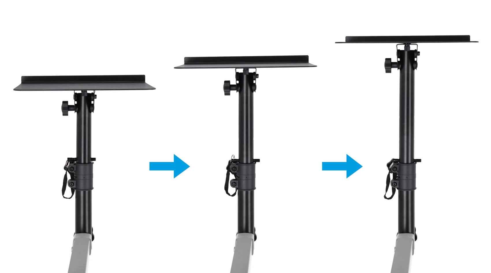 Rockville ZLS Laptop Stand Attachment for Z-Stands, 12 inch x 9.5 inch Tray – Adjustable Height & 0–75 degree Tilt, Silicone Anti-Slip Pad, Fits 35mm x 35mm Square Tube