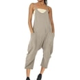 thumbnail image 1 of Cameland Plus Size Women Casual Jumpsuits Cold Shoulder Capris Pants Solid Suspender Straight Leg Pockets Rompers, 1 of 4