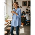 thumbnail image 6 of Women's Long Sleeve Button Down Shirt, Classic Collared Pocket Blouse, Loose Versatile Commute Top, Casual Office Women, 6 of 9