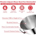 thumbnail image 2 of Stainless Steel Bowl for KitchenAid 4.5-6QT Stand Mixer Bowl with Handle Fits K45SS,KV25, KP25, 2 of 6