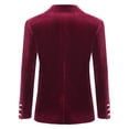 thumbnail image 2 of Hansber Boys Velvet Blazer Kids Tuxedo Suit Jacket Classic Fit Lapel Collar Single Breasted Long Sleeve Coat Burgundy 6, 2 of 7