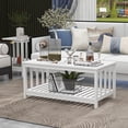 thumbnail image 3 of White Modern Coffee Table with Storage Shelf 2-Tier Living Room Table Rectangular Center Table 40 Inch Wooden Coffee Tables for Living Room Furniture for Living Room, Meeting Room, Office, 3 of 9
