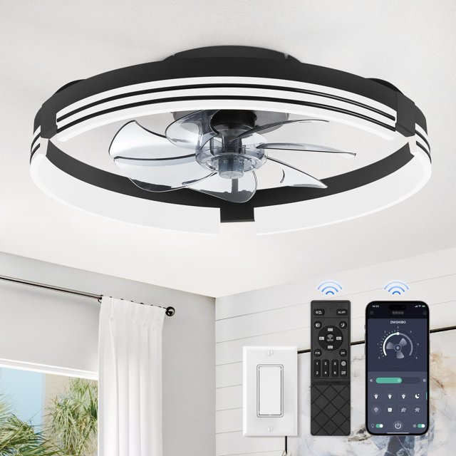 Ventilador de Techo ZMISHIBO 20" LED Regulable 6 Velocidades 120V