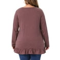 thumbnail image 4 of DARING DIVA Women's Plus Casual Long Sleeve Ruffled Hem Blouse 4X Burgundy, 4 of 6