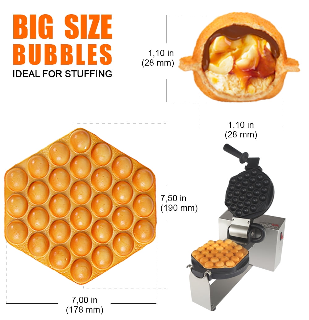 Grill/Oven for Cooking Puff, Hong Kong Style, Egg, QQ, Muffin, Eggettes and Belgian Bubble Waffles ALD Kitchen DOUBLE HEAD Puffle Waffle Maker Professional Rotated Nonstick ALD Kitchen