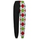 thumbnail image 3 of Pantalones de mezclilla Gibobby mujer deportivos informales con cordón y estampado digital de rosas a cuadros verdes sueltos Negro L, 3 of 4