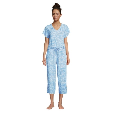 

Lands End Women s Cooling Pajama Set - Short Sleeve Top and Crop Pants