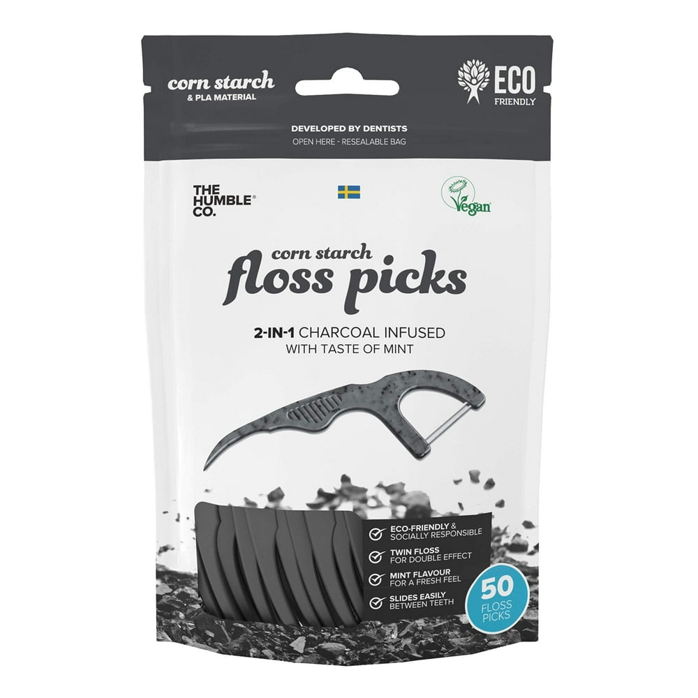 The Humble Co. Natural Dental Floss Picks (200 count) Vegan, Eco