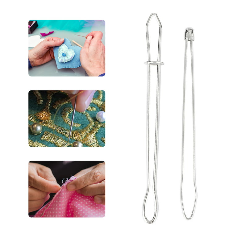 2pcs Threading Apparatus Sewing Thread Tool Thread Inserter Household Threading  Tool (Silver) 