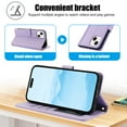 thumbnail image 3 of Allytechgroup Wallet Phone Case for iPhone 15, Built-in Credit Card Slot Shoulder Strap Wrtst Strap PU Leather RFID Blocking Shockproof Full Body Cover for Women Girls, Purple, 3 of 8