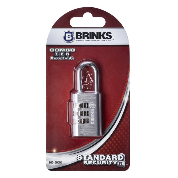 Brinks Resettable 3-Dial Combination Padlock, 28mm Aluminum Body