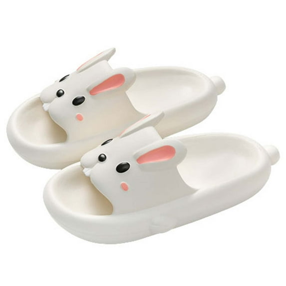 Odeerbi Toddler Kids Boys Girls Slippers Soft Sole Lovely Prewalker Slip Resistant Cartoon Slippers Super Soft Breathable Bedroom Home Slippers White