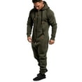 thumbnail image 4 of Goocheer Men Hooded Jumpsuit,Zipper Closure Kangaroo Pocket Ribbed Clothing, 4 of 6