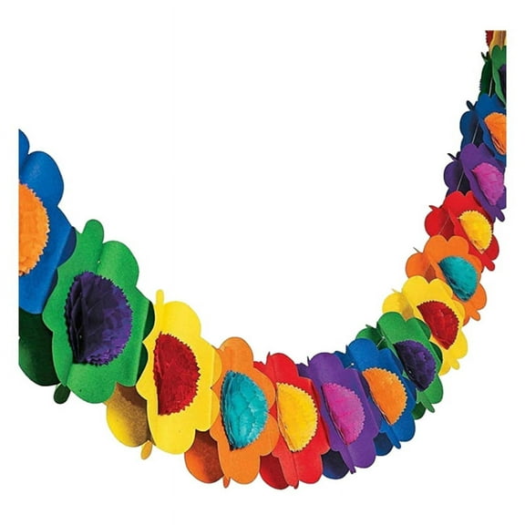 Paper Garland , Mexican Banner Hibiscus Garland Flower Banner Tropical Paper Flowers Luau