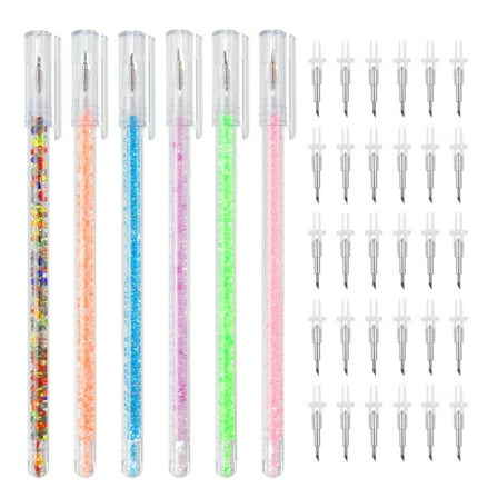 Uxcell Pen Cutter, 6 Pcs Tungsten Head Shining Precision Craft Cutting Tool with 30 Replacement Cutter, 6 Colors