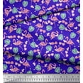 thumbnail image 3 of Soimoi Blue Cotton Duck Fabric Monstera Leaves & Flamingo Bird Print Fabric by the Yard 42 Inch Wide, 3 of 3
