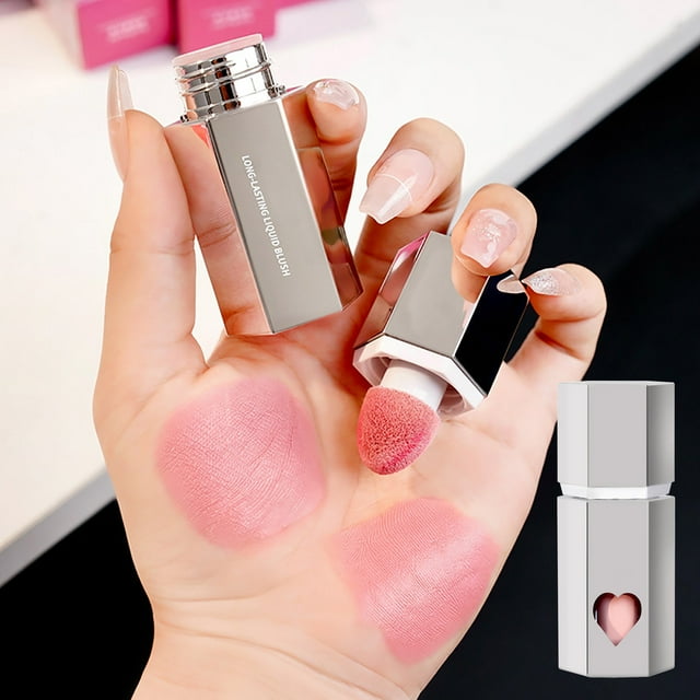 Xihbxyly Rubor Líquido, Rubor En Crema Mate 3 En 1, Color Modulable para Todos Los Tonos de Piel, Fórmula de Larga Duración con Aplicador de Esponja, Contorno Fácil, Perfecto para Mujeres En Movimien