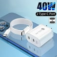 thumbnail image 6 of FungLam 40W Flash Charging Fast Charging Dual Ports Wall Charger, PD and QC3.0 Port Quick Charger Compatible with iPhone, iPad, Samsung and More (White), 6 of 6