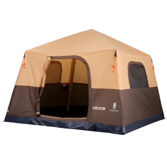 VEVOR Camping Tent, 6 Person Inflatable Cabin Tent with Rechargeable Pump, TPU Air Tube & 4 Large Mesh Windows, Portable Easy Setup Waterproof with Carry Bag for Family Outdoor Camping & Hiking,Beige