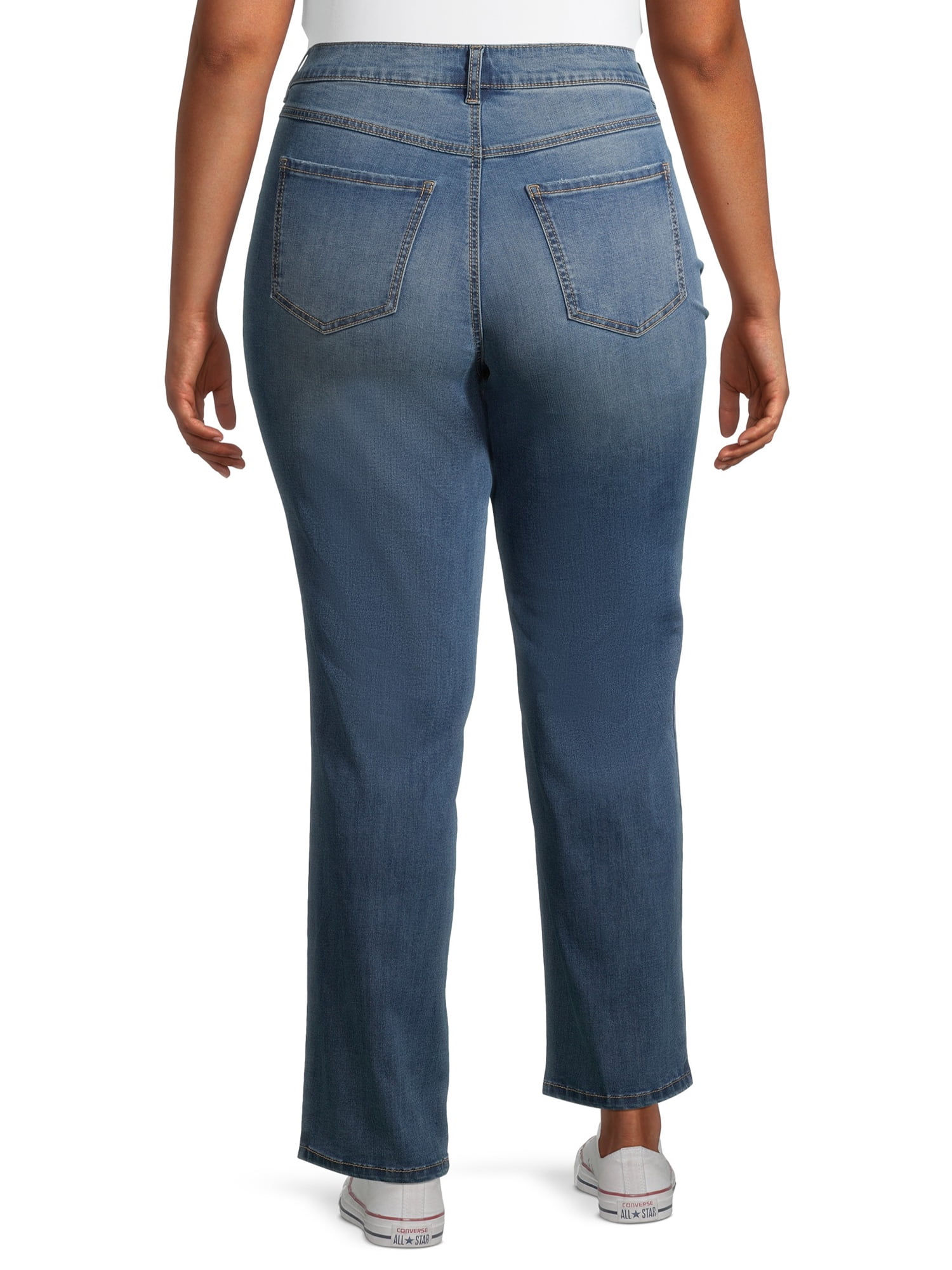 Terra & Sky Women's Plus Size Core Denim Straight Jean, Regular and Petite