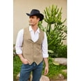 thumbnail image 3 of COOFANDY Men's Suede Leather Suit Vest Casual Western Vest Jacket Slim Fit Cowboy Waistcoat, 3 of 6