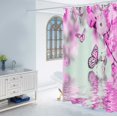 thumbnail image 4 of Butterfly Shower Curtain Pink Butterfly Water Reflection Bathroom Printing Shower Curtain,Machine Washable Fabric Home Bathroom Privacy Decor Set with Hooks,72x72inch, 4 of 5